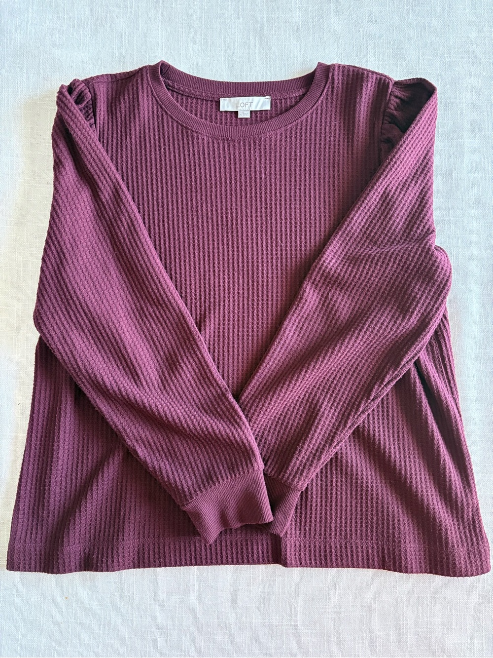 LOFT Women's Long Sleeve Waffle Top - Plum